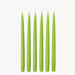 Image showing the Set of 6 Tapered Dinner Candles, H35 cm, Spring Green product.