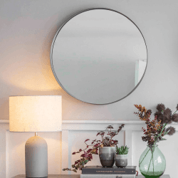 Image showing the Cherington Round Wall Mirror, D80cm, Black product.