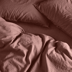 Image showing the Relaxed Cotton Pair of Standard Pillowcases, Rust product.