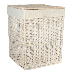 Image showing the Square White Wash Laundry Hamper With White Lining, Large product.