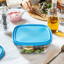Image showing the Freshbox Set of 3 Square Food Containers with Lids, Clear product.