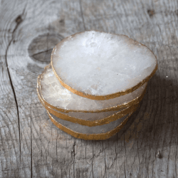 Image showing the Quartz Set of 4 Coasters, D9cm, Gold product.