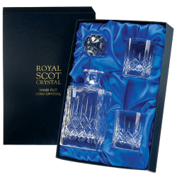 Image showing the London Crystal Square Spirit Decanter and Tumblers Pair Gift Set product.
