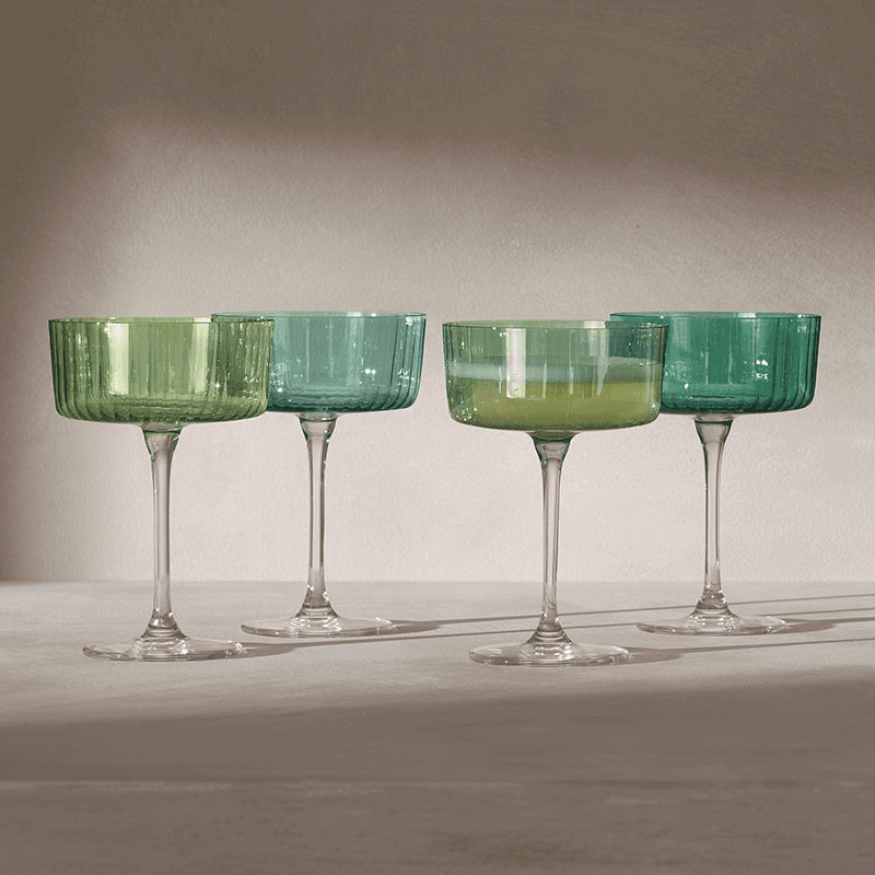 Gems Set of 4 Champagne/Cocktail Glasses, 230ml, Jade