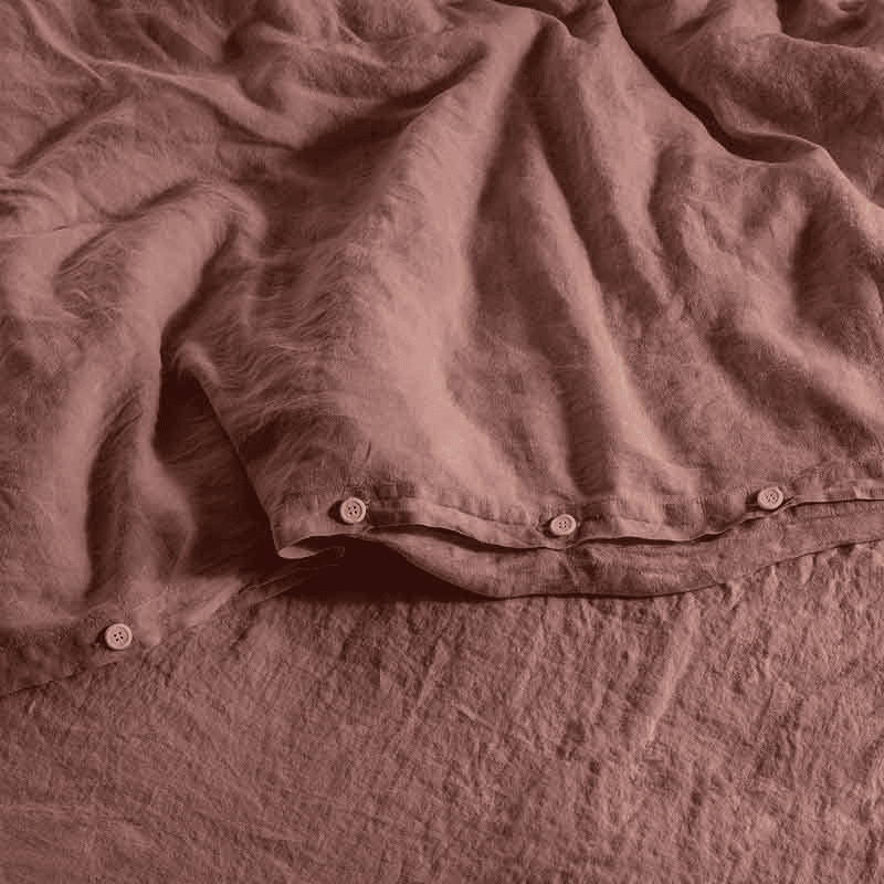 Linen Duvet Cover, Super King, Rust