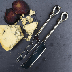 Image showing the Polished Knot Traditional and soft cheese knife set, 21 and 22cm respectively, Stainless Steel product.