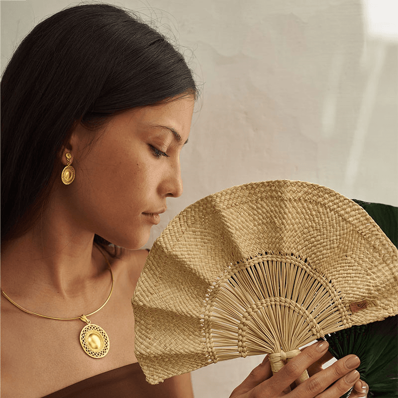 Classic Handwoven Fan, 24cm, Natural