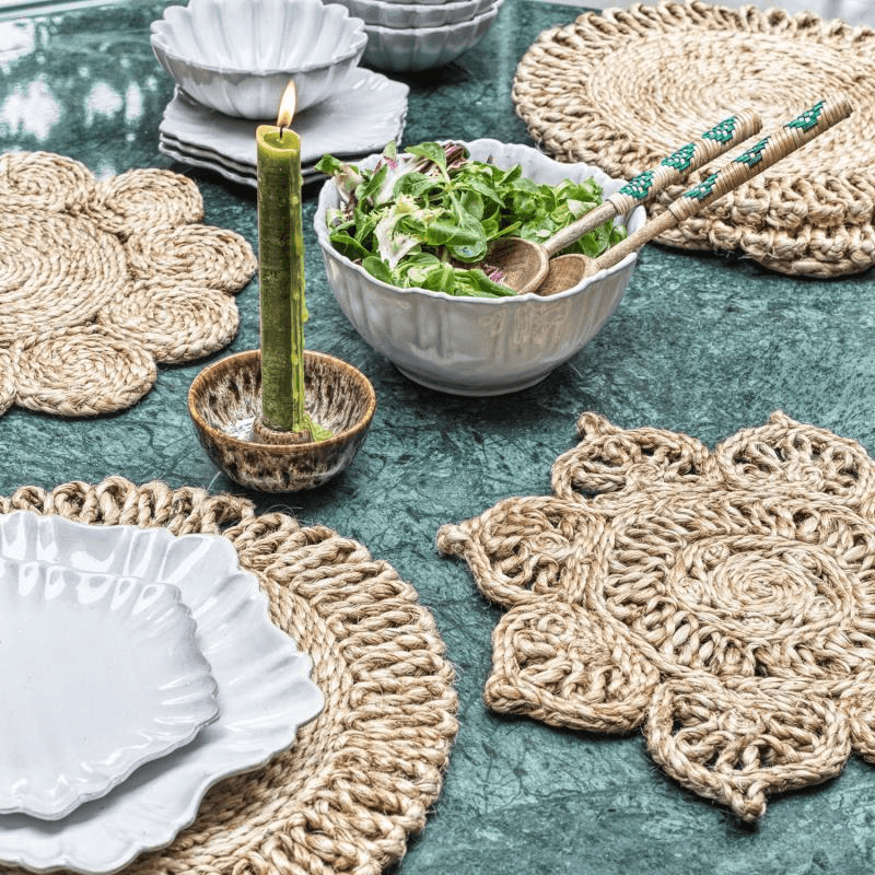 Jute Circles Placemat, D31cm, Natural
