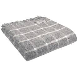 Image showing the Chequered Pure New Wool Throw, 150 x 183cm, Grey product.