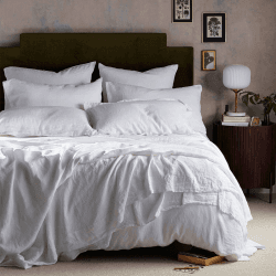 Image showing the Linen Fitted Sheet, King, White product.