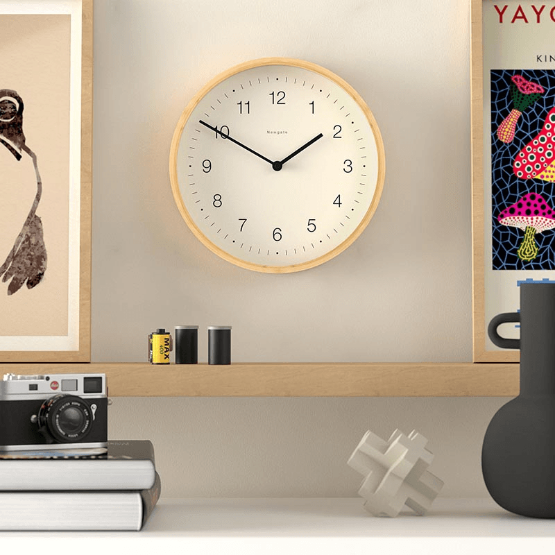 Bali Wall Clock Mongoose Dial, 30cm, Light Bamboo