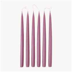 Image showing the Set of 6 Tapered Dinner Candles, H35cm, Mauve product.