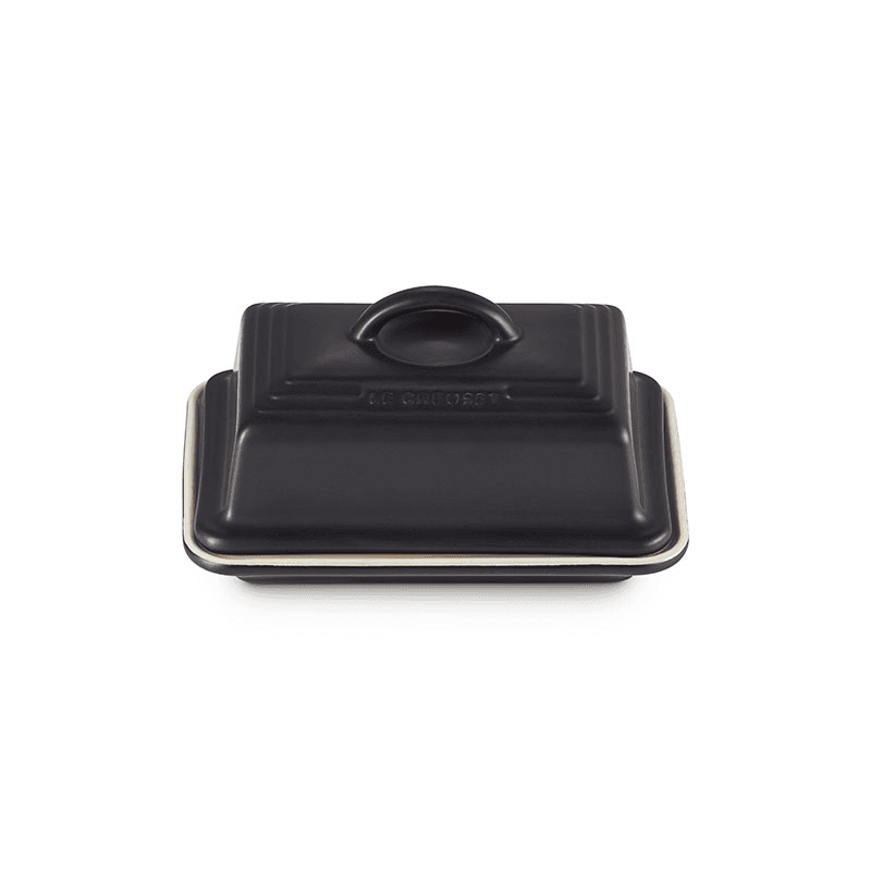 Stoneware Butter dish, 17 x 13 x 9cm, satin black