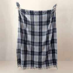 Image showing the Check Recycled Wool Blanket, 145 x 190cm, Bannockbane Silver Tartan product.