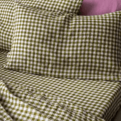 Image showing the Gingham Super King Fitted Sheet, Botanical Green product.