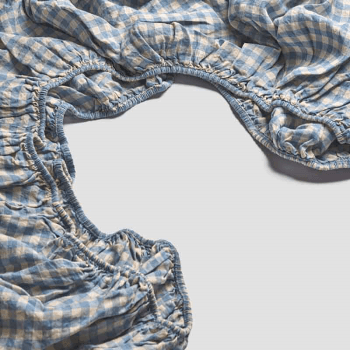 Image showing the Gingham Double Fitted Sheet, Warm Blue product.