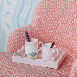 Image showing the Lacquered Scallop Tray 28 x 20cm, Pale Pink product.