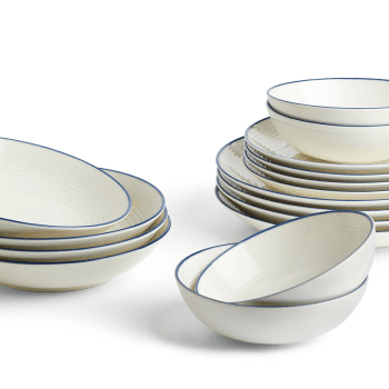 Image showing the Gordon Ramsay Maze Denim Line 16 Piece Dinnerware Set, White product.