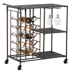 Image showing the Metal Wine Rack and Trolley, 85 x 80 x 45cm, Black product.