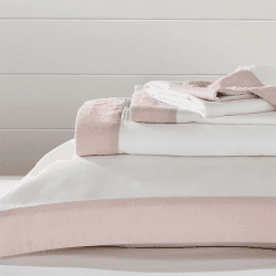 Image showing the Portobello Flat Sheet, King, White/Petal product.