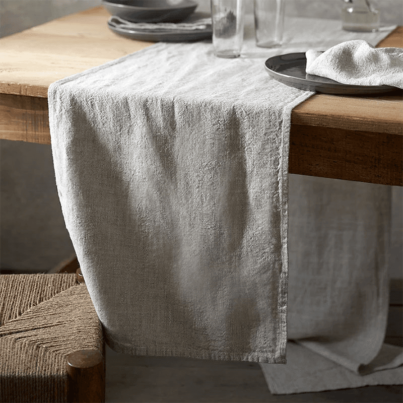 Rustic Linen Table Runner, 240 x 40cm, Natural