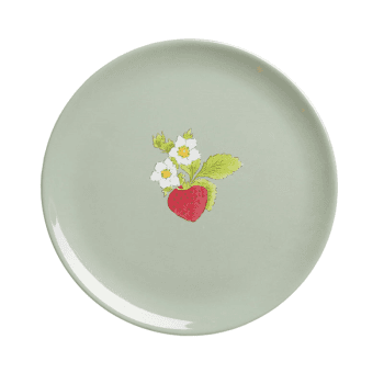 Image showing the Strawberries Side Plate, D20cm, Green, Red, White product.