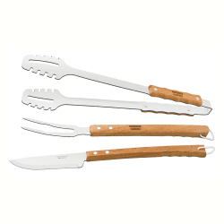 Image showing the BBQ Tools, Set of 3, Brown/Silver product.