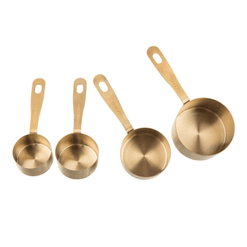 Image showing the Set of 4 measuring cups, Brass product.