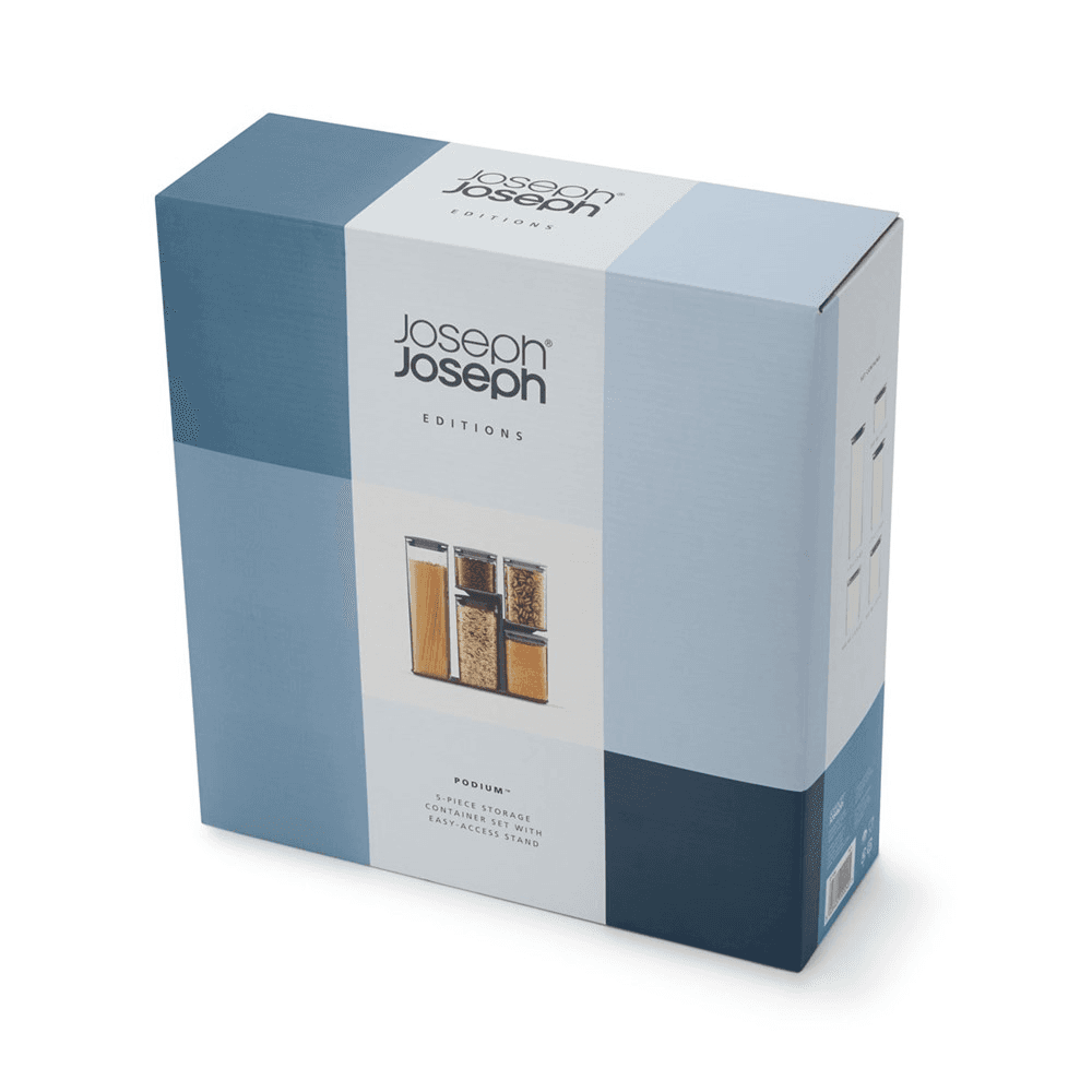 Editions 5 piece podium storage jar set with stand, Sky Blue
