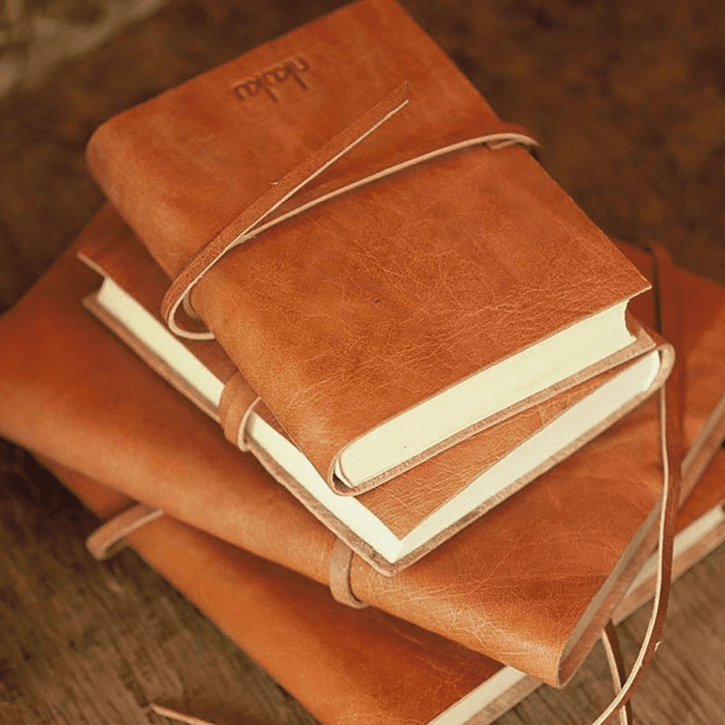 Rustic Photograph album - large, H34.5 x L25cm, Tanned Leather