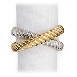 Image showing the Deco Twist Napkin Rings, Mixed Gold & Platinum, Set of 4 product.