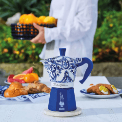 Image showing the Bialetti Moka Espresso Pot, 6 Cup Capacity, Blue product.