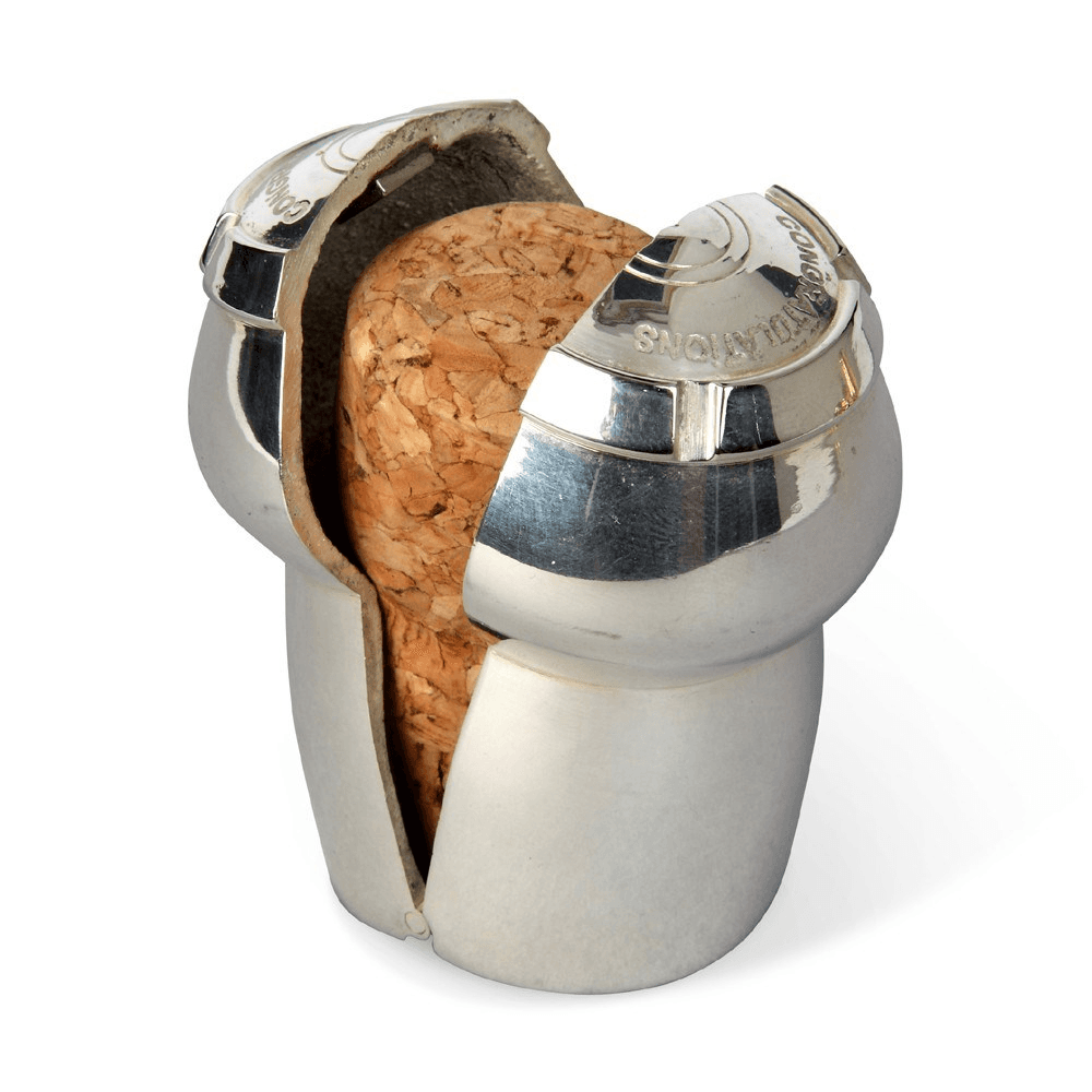 Champagne cork keeper, 6 x 4cm, Silver Plate On Brass
