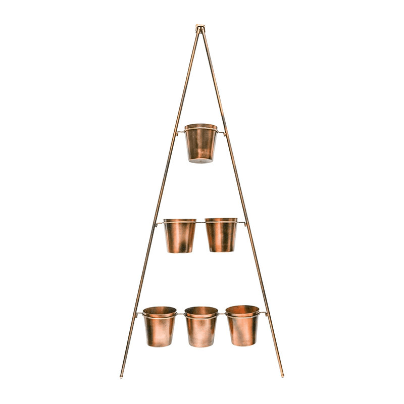 Outdoor Wall Plant Stand with Planters, H148 x W69cm, Gold