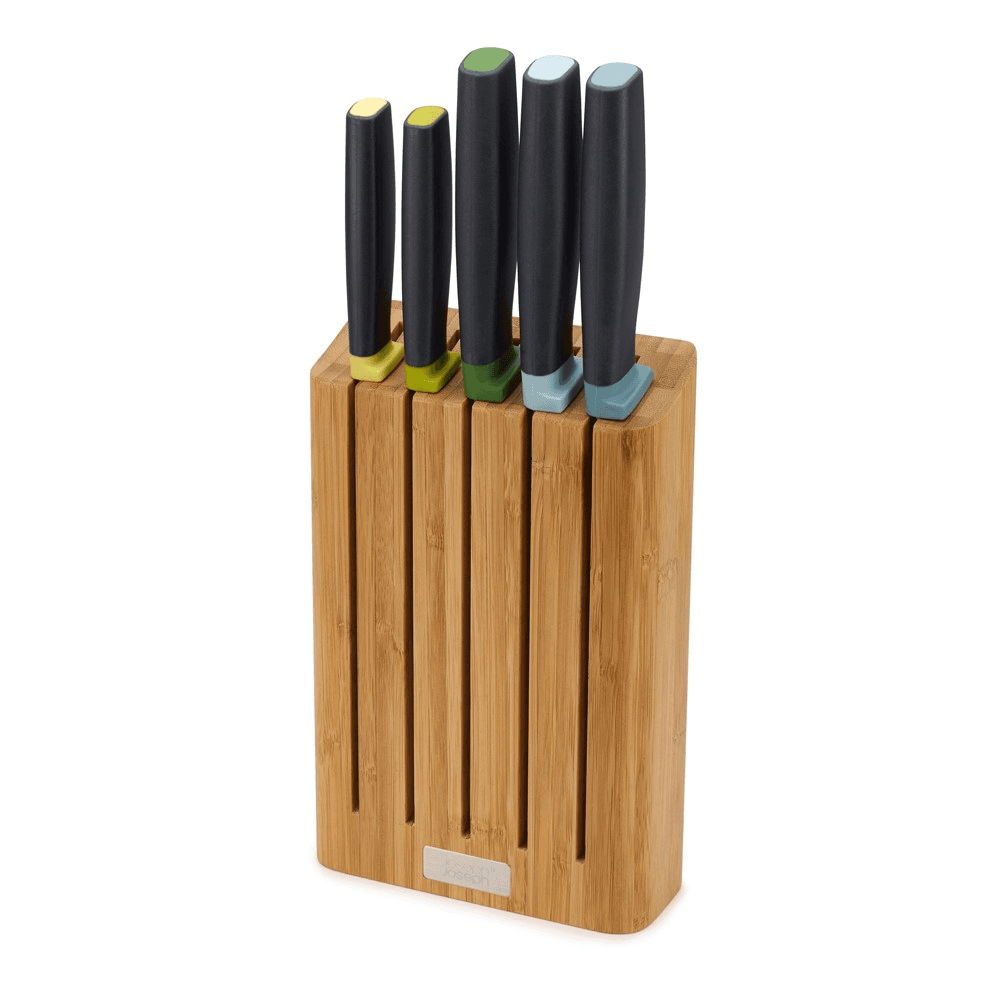 Elevate 5 piece knife set with bamboo block, H6 x W35.5 x D15cm, Opal