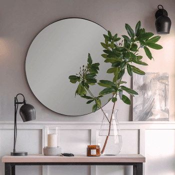 Image showing the Cherington Round Wall Mirror, D100cm, Black product.