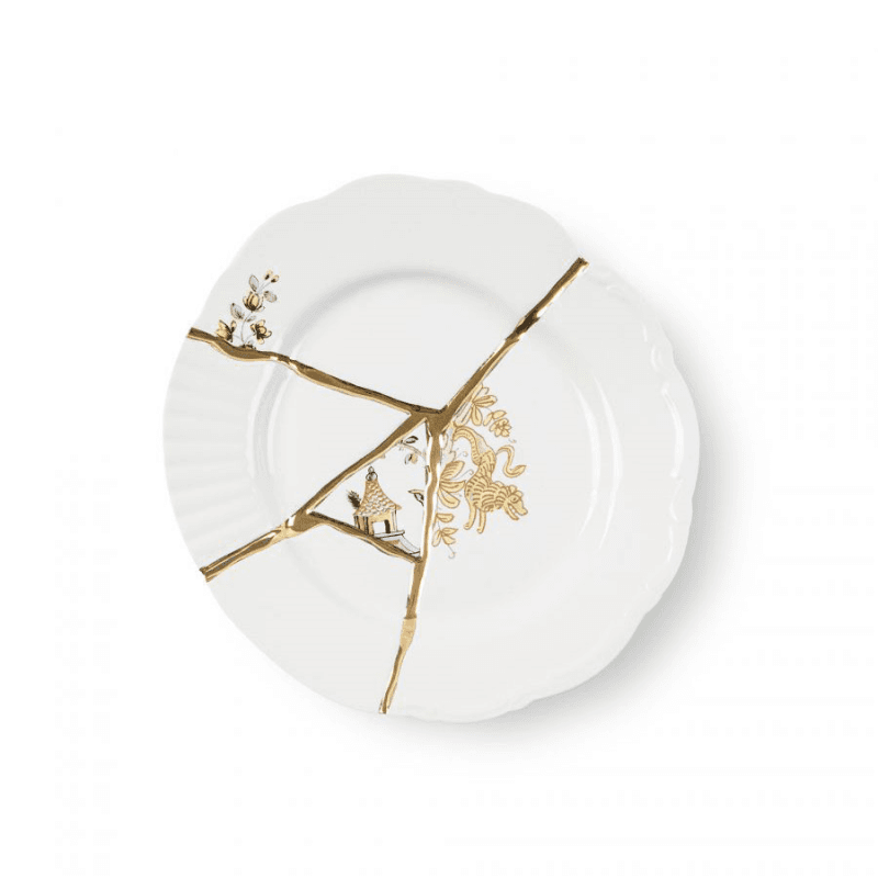 Kintsugi - No2 Dessert plate, 21cm, white/gold