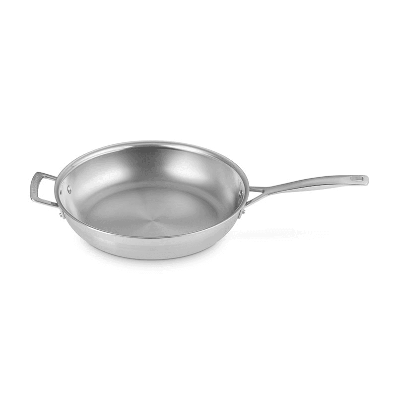Classic 3-ply Uncoated Frying Pan with Helper Handle, 30cm, Stainless Steel