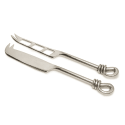 Image showing the Polished Knot Traditional and soft cheese knife set, 21 and 22cm respectively, Stainless Steel product.