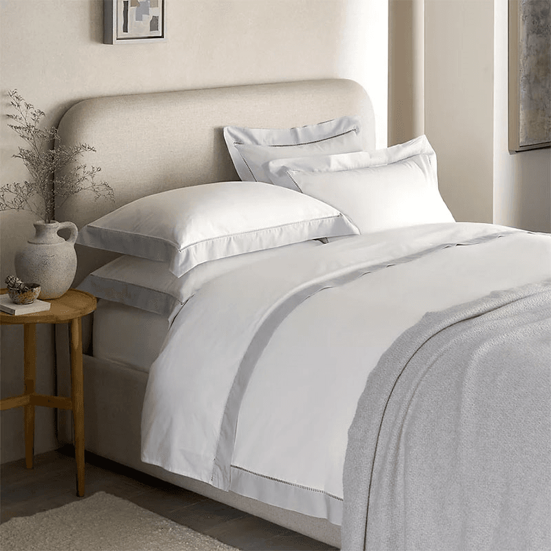 Santorini Cotton Duvet Cover, King, White/Grey