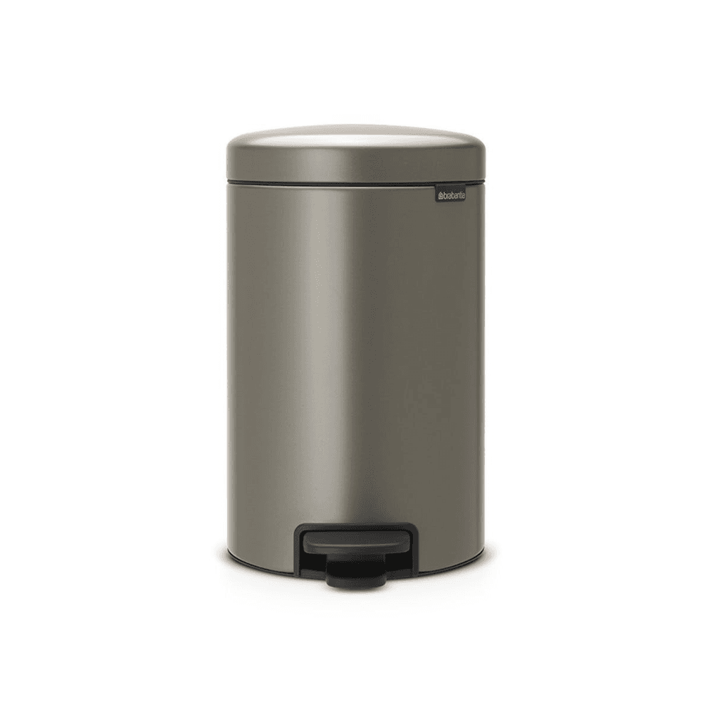 New Icon Plastic bucket pedal bin, 12 litre, Platinum