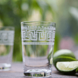 Image showing the Greek Key Set of 6 Crystal Tumblers, 260ml, Clear product.