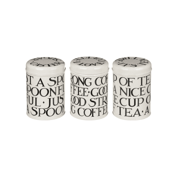 Image showing the Black Toast Set 3 Round Caddies, 11cm x 15cm, Cream / Black product.