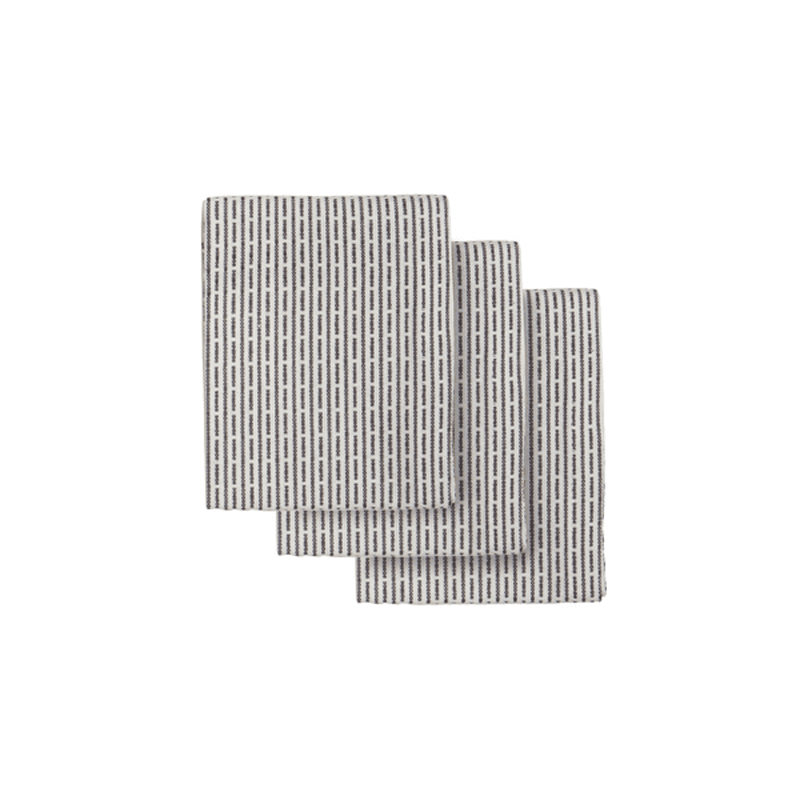 Piqué Set of 3 Kitchen Cloths, 18 x 35cm, Morning Grey