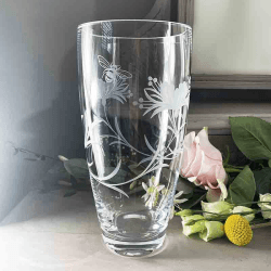 Image showing the Bee & Honeysuckle Tall Vase, H25cm, Clear product.