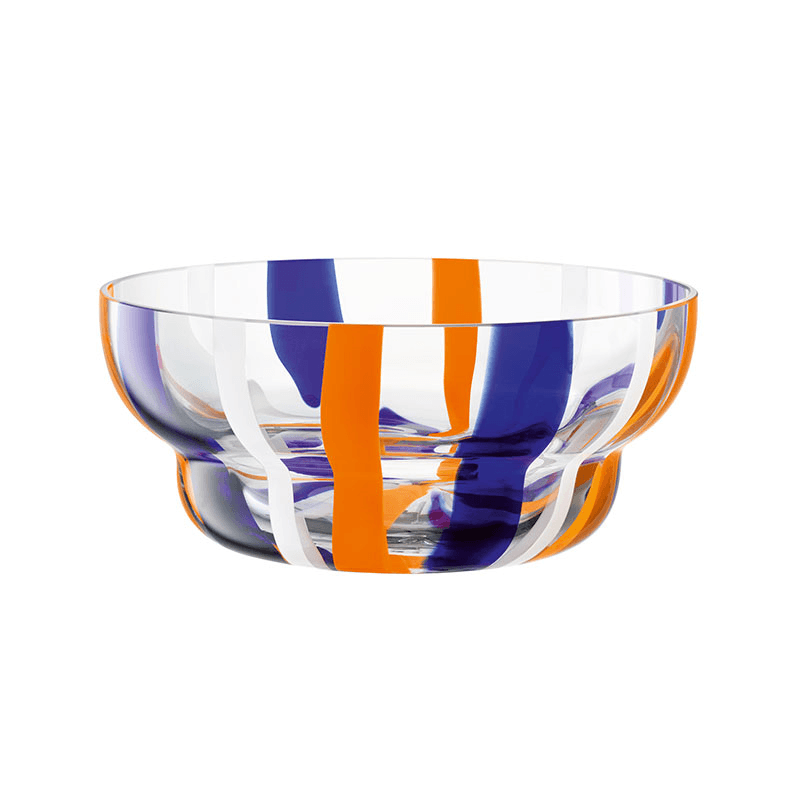 Folk Bowl, D24cm, Blue/Orange/White