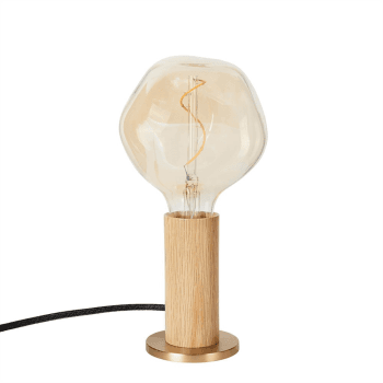 Image showing the Knuckle Pendant Table lamp with voronoi bulb, H30 x D13cm, Oak & Brass product.