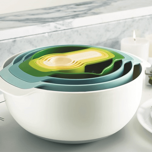 Nest Plus 9 piece stacking bowl and measuring set, Opal