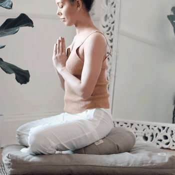 Image showing the Hemp Buckwheat Zafu Meditation Cushion, Natural product.