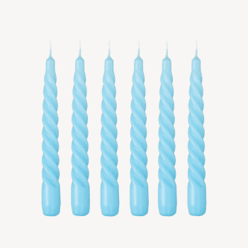 Image showing the Twist Set of 6 Dinner Candles, H20cm, Sky Blue product.